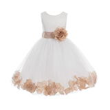 Ivory Elegant Wedding Pageant Special Events Petals Flower Girl Dress with Bow Tie Sash 302T(6)