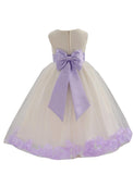 Ivory Elegant Wedding Pageant Special Events Petals Flower Girl Dress with Bow Tie Sash 302T(2)