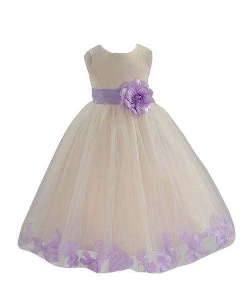 Ivory Elegant Wedding Pageant Special Events Petals Flower Girl Dress with Bow Tie Sash 302T(2)