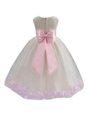 Ivory Elegant Wedding Pageant Special Events Petals Flower Girl Dress with Bow Tie Sash 302T(1)