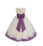 Ivory Elegant Wedding Pageant Special Events Petals Flower Girl Dress with Bow Tie Sash 302T(2)