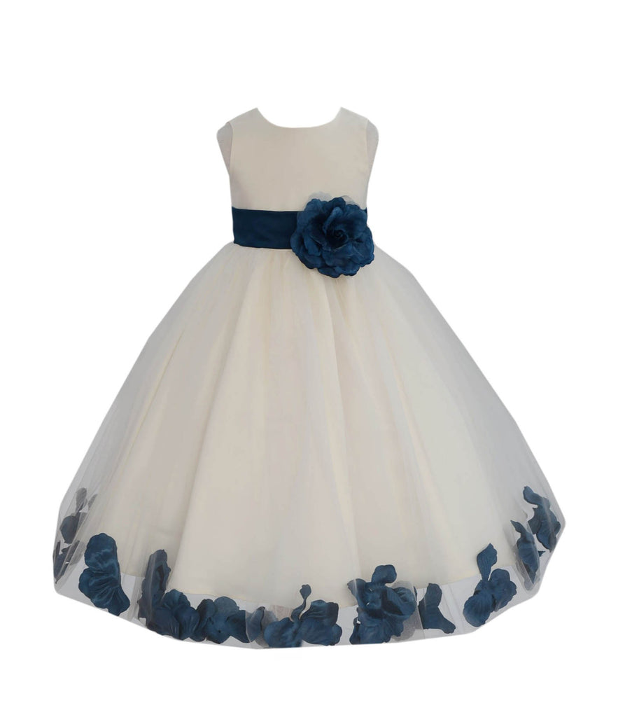 Anglingcharts Ivory Flower Girl Dress With Navy Sash Princess Navy Blue Lace Ivory Satin Tulle Flower Anglingcharts Ivory Flower Girl Dress With Navy Sash Princess Navy Blue Lace Ivory Satin Tulle Flower