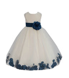 Ivory Elegant Wedding Pageant Special Events Petals Flower Girl Dress with Bow Tie Sash 302T(2)