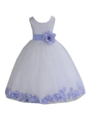 White Tulle Floral Petals Flower Girl Dress Special Occasions Junior Pageant Wedding Holiday 302S(1)