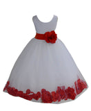 White Elegant Bridesmaid Pageant Special Occasions Rose Petals Flower Girl Dress 302T(3)