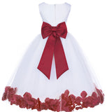 Ivory Elegant Wedding Pageant Special Events Petals Flower Girl Dress with Bow Tie Sash 302T(1)