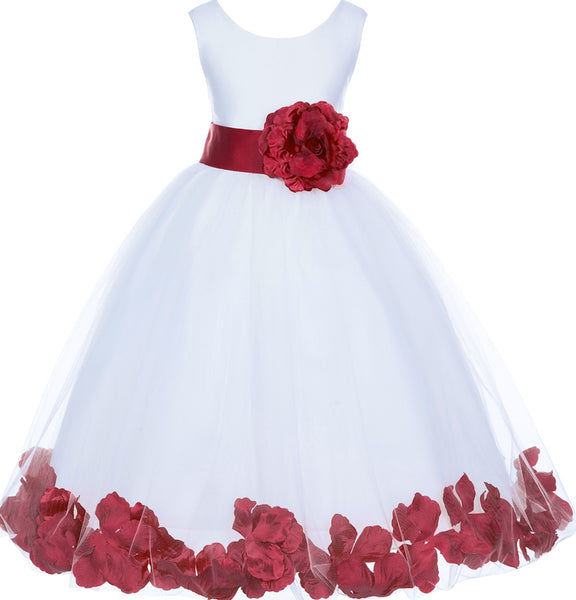 Ivory Elegant Wedding Pageant Special Events Petals Flower Girl Dress with Bow Tie Sash 302T(1)