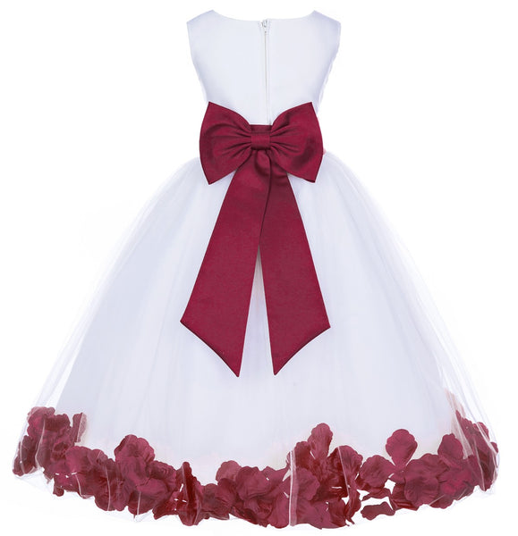 Ivory Elegant Wedding Pageant Special Events Petals Flower Girl Dress with Bow Tie Sash 302T(2)