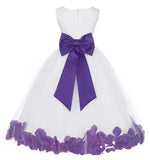 Ivory Elegant Wedding Pageant Special Events Petals Flower Girl Dress with Bow Tie Sash 302T(4)