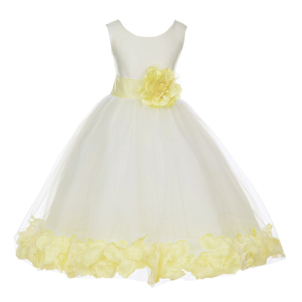 Ivory Elegant Wedding Pageant Special Events Petals Flower Girl Dress with Bow Tie Sash 302T(3)