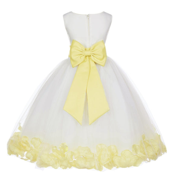 Ivory Elegant Wedding Pageant Special Events Petals Flower Girl Dress with Bow Tie Sash 302T(3)