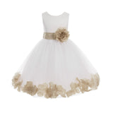 Ivory Elegant Wedding Pageant Special Events Petals Flower Girl Dress with Bow Tie Sash 302T(2)