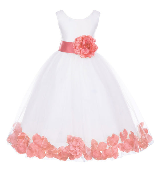 Ivory Elegant Wedding Pageant Special Events Petals Flower Girl Dress with Bow Tie Sash 302T(1)