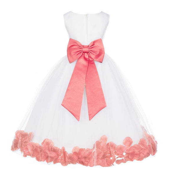 Ivory Elegant Wedding Pageant Special Events Petals Flower Girl Dress with Bow Tie Sash 302T(1)