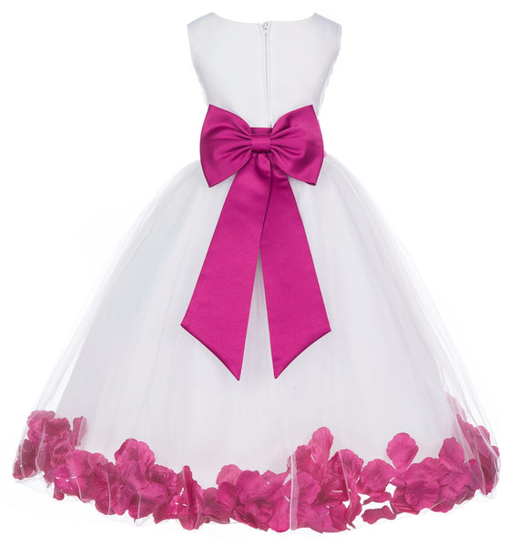 Ivory Elegant Wedding Pageant Special Events Petals Flower Girl Dress with Bow Tie Sash 302T(1)