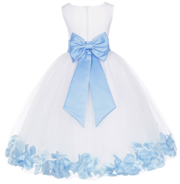 Ivory Elegant Wedding Pageant Special Events Petals Flower Girl Dress with Bow Tie Sash 302T(2)