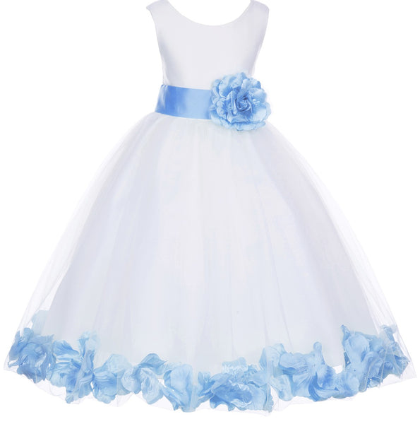 Ivory Elegant Wedding Pageant Special Events Petals Flower Girl Dress with Bow Tie Sash 302T(2)