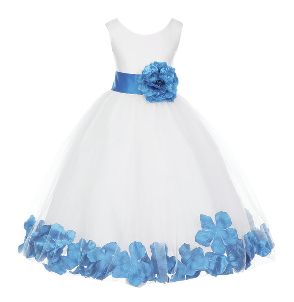 Ivory Elegant Wedding Pageant Special Events Petals Flower Girl Dress with Bow Tie Sash 302T(4)