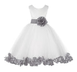 Ivory Tulle Floral Petals Flower Girl Dress Special Occasions Junior Pageant Wedding Holiday 302S(5)