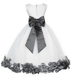 White Elegant Bridesmaid Pageant Special Occasions Rose Petals Flower Girl Dress 302T(1)