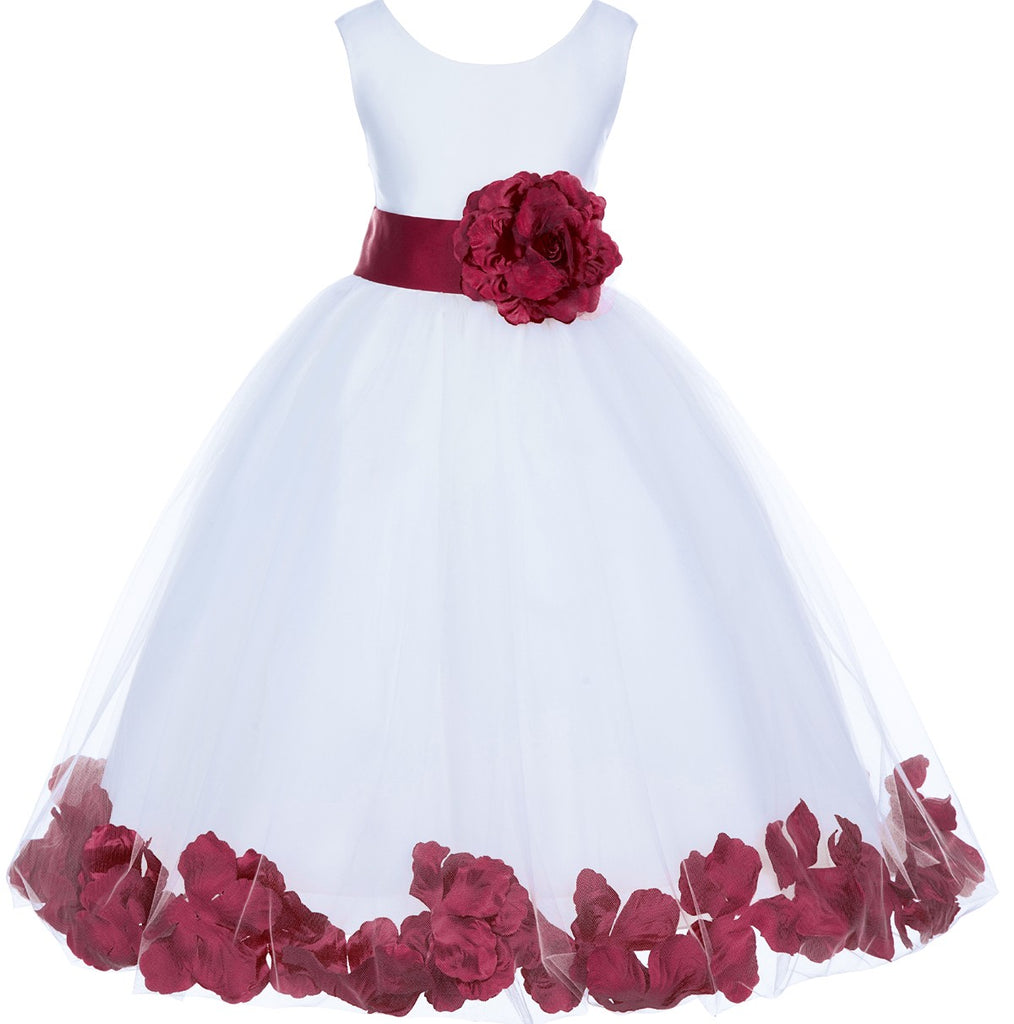 White Tulle Floral Petals Flower Girl Dress Special Occasions Junior Pageant Wedding Holiday 302S(4) Fuchsia / 4 White Tulle Floral Petals Flower Girl Dress Special Occasions Junior Pageant Wedding Holiday 302S(4) Fuchsia / 4