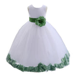 White Elegant Bridesmaid Pageant Special Occasions Rose Petals Flower Girl Dress 302T(1)