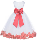 White Elegant Bridesmaid Pageant Special Occasions Rose Petals Flower Girl Dress 302T(1)