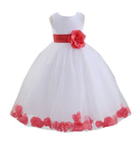 White Elegant Bridesmaid Pageant Special Occasions Rose Petals Flower Girl Dress 302T(2)