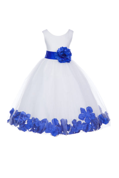 White Elegant Bridesmaid Pageant Special Occasions Rose Petals Flower Girl Dress 302T(4)