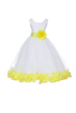 White Elegant Bridesmaid Pageant Special Occasions Rose Petals Flower Girl Dress 302T(4)