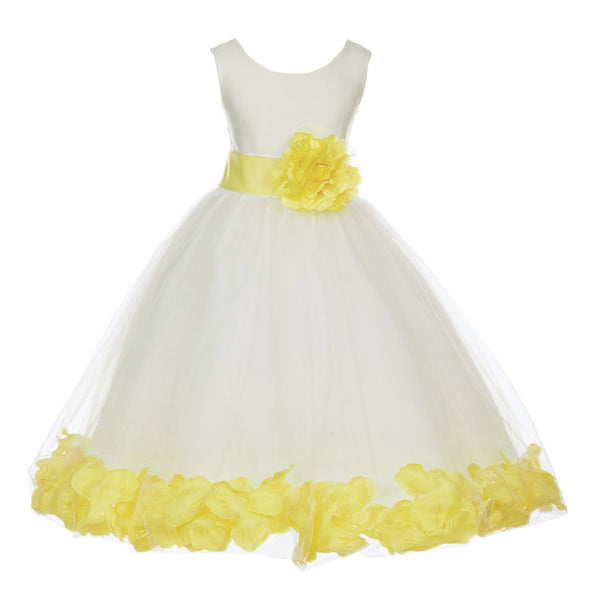 White Tulle Floral Petals Flower Girl Dress Special Occasions Junior Pageant Wedding Holiday 302S(1)