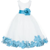 White Tulle Floral Petals Flower Girl Dress Special Occasions Junior Pageant Wedding Holiday 302S(4)