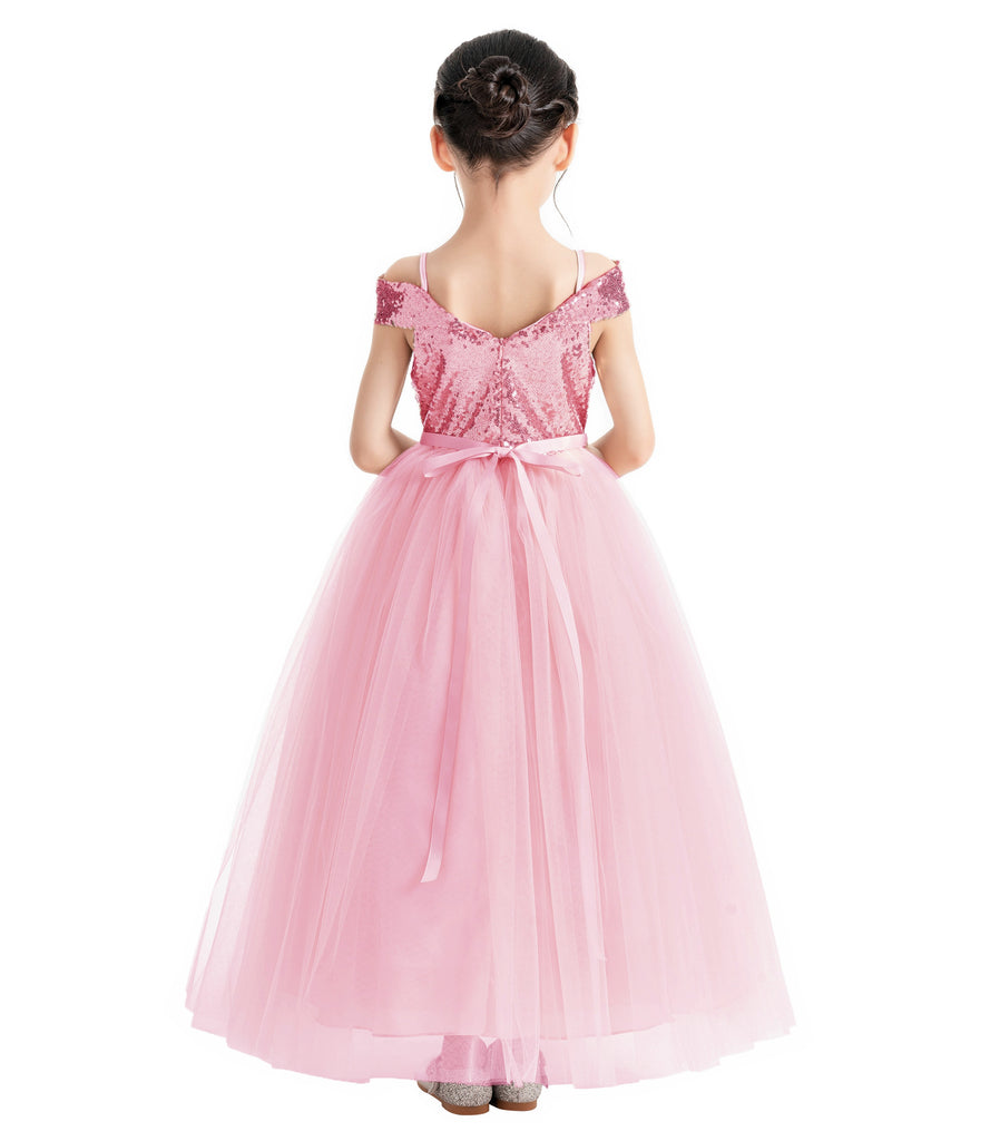 Off The Shoulder Sequin Flower Girl Dress Photoshoot Dresses 322 Dusty Rose / 12 Off The Shoulder Sequin Flower Girl Dress Photoshoot Dresses 322 Dusty Rose / 12