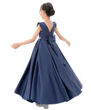 Satin V-Back Dress with Rhinestone for Special Occasions Beauty Pageants Junior Bridesmaids 326