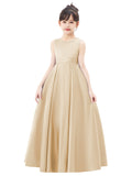 Pearl Beaded V-Back Satin A-Line Flower Girl Dress for Pageant Wedding Ceremonial Gown Toddlers 327