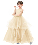 Heart Cutout Ruffle Skirt Flower Girl Dress Junior Bridesmaid Wedding Reception Birthday Party 329