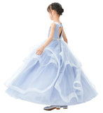 Heart Cutout Ruffle Skirt Flower Girl Dress Junior Bridesmaid Wedding Reception Birthday Party 329