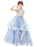 Heart Cutout Ruffle Skirt Flower Girl Dress Junior Bridesmaid Wedding Reception Birthday Party 329