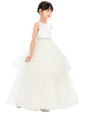 Heart Cutout Ruffle Skirt Flower Girl Dress Junior Bridesmaid Wedding Reception Birthday Party 329