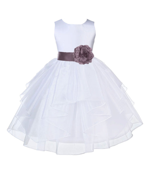 White Shimmering Organza Flower Girl Dress Wedding Junior Bridesmaid Pageant Special Events 4613S(2)