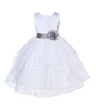 White Shimmering Organza Flower Girl Dress Wedding Junior Bridesmaid Pageant Special Events 4613S(4)