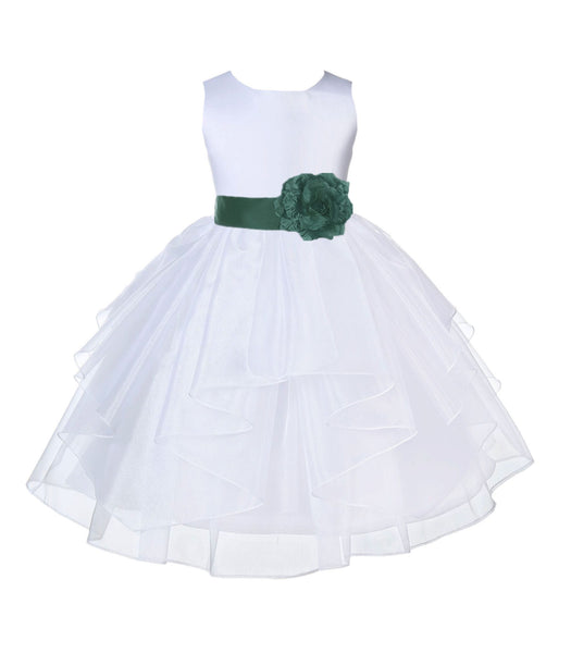 White Shimmering Organza Flower Girl Dress Wedding Junior Bridesmaid Pageant Special Events 4613S(4)