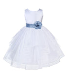 White Shimmering Organza Flower Girl Dress Wedding Junior Bridesmaid Pageant Special Events 4613S(2)