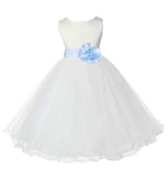 Ivory Formal Wedding Pageant Special Occasions Rattail Edge Tulle Flower Girl Dress 829T(5)