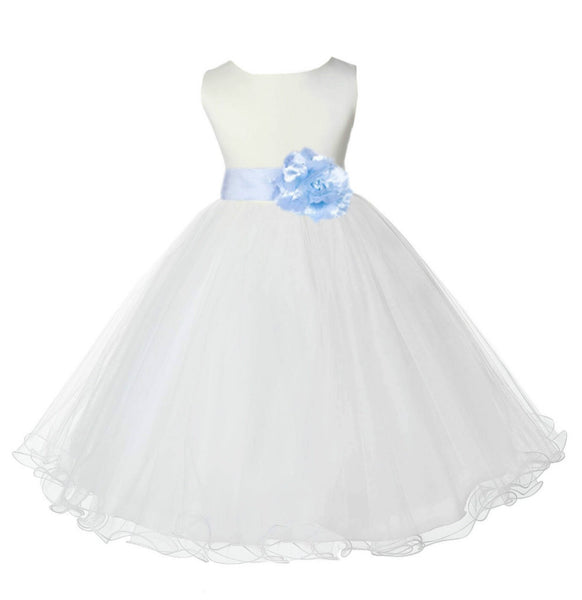 Ivory Formal Wedding Pageant Special Occasions Rattail Edge Tulle Flower Girl Dress 829T(5)