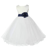 Ivory Formal Wedding Pageant Special Occasions Rattail Edge Tulle Flower Girl Dress 829T(5)