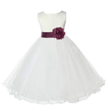 Ivory Formal Wedding Pageant Special Occasions Rattail Edge Tulle Flower Girl Dress 829T(4)