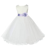 Ivory Formal Wedding Pageant Special Occasions Rattail Edge Tulle Flower Girl Dress 829T(4)