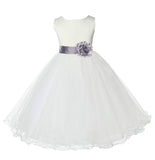 Ivory Formal Wedding Pageant Special Occasions Rattail Edge Tulle Flower Girl Dress 829T(3)
