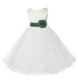 Ivory Formal Wedding Pageant Special Occasions Rattail Edge Tulle Flower Girl Dress 829T(5)